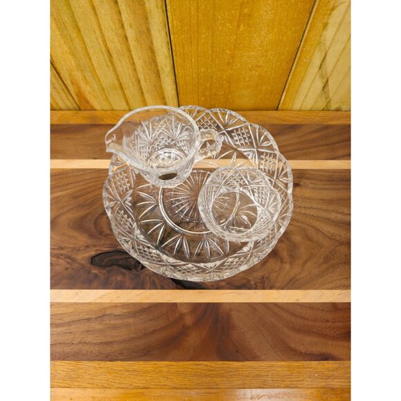 Vintage Godinger Crystal Serving Set With Bowl Creamer & Sugar Dish - Picture 12 of 12